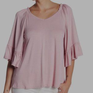 Bobeau Tie Back Flutter Sleeve Top